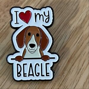 5/$25 Beagle Dog Enamel Pin NEW I ❤️ My beagle pinback